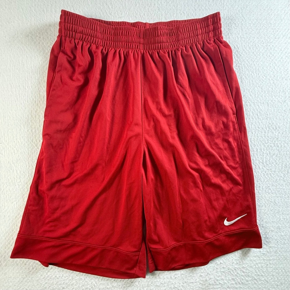 Nike Basketball Shorts Mens Large Mesh Athletic Pockets Red Performance Shorts